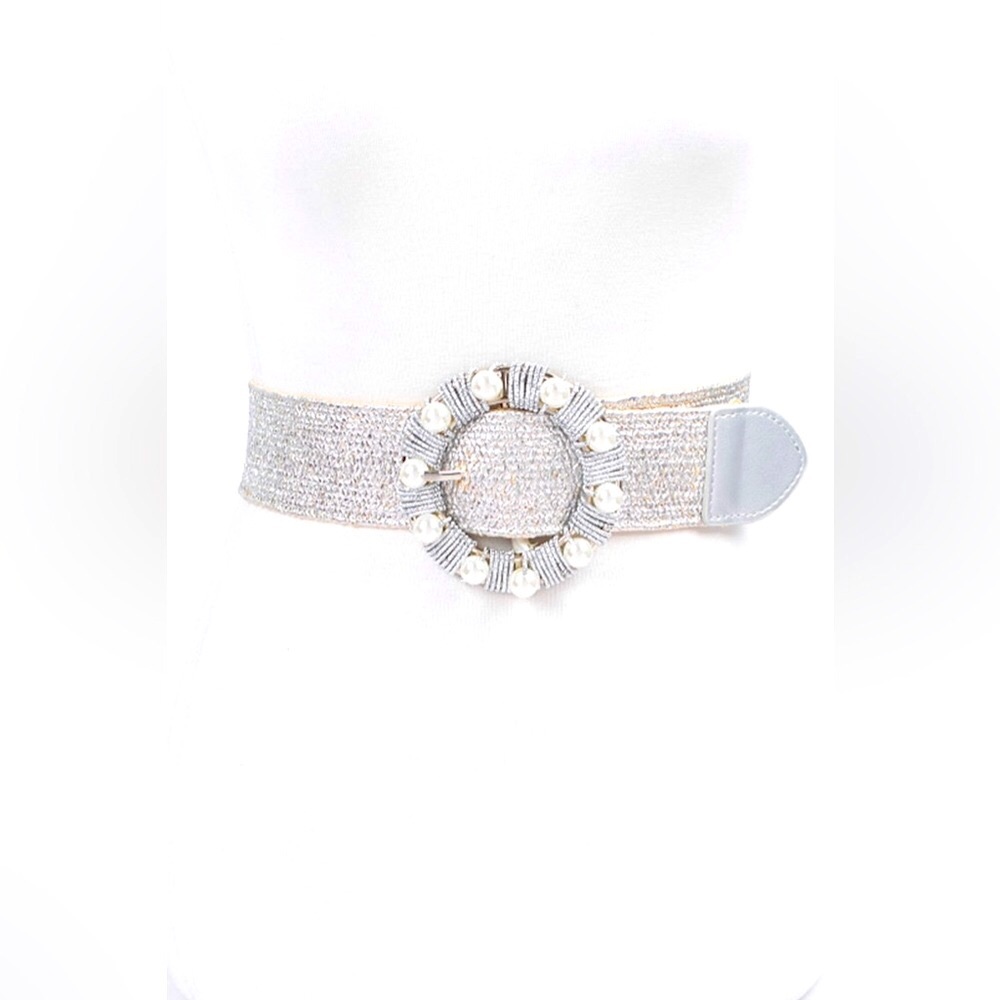 Gold or Silver Metallic Straw Statement Belt